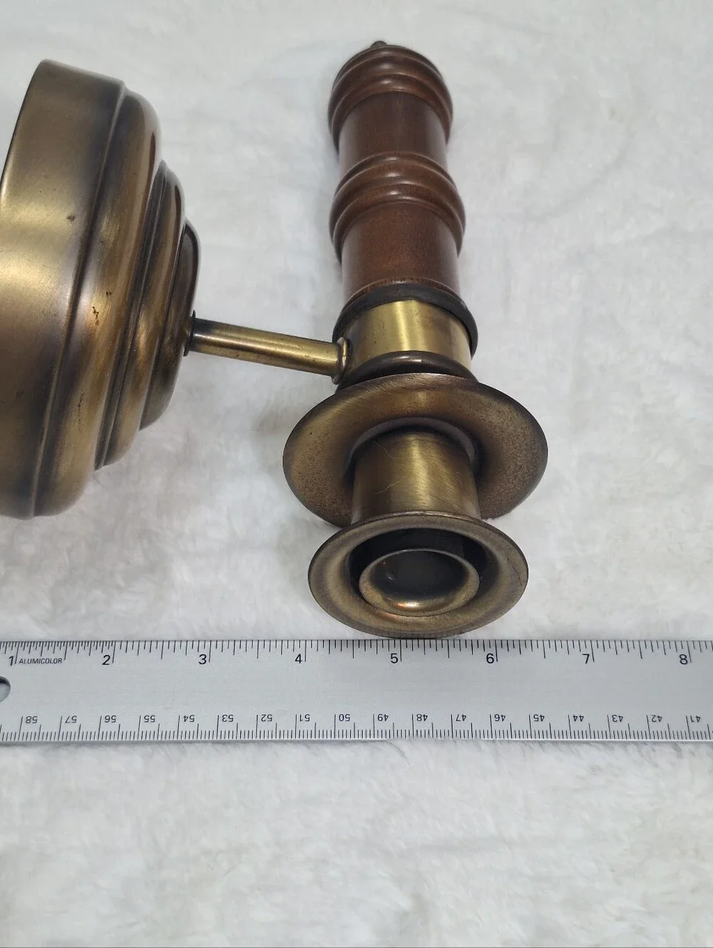 Vtg Set Of 2 Homco Wood & Antique Brass Tone Wall Sconces Candlestick Holders